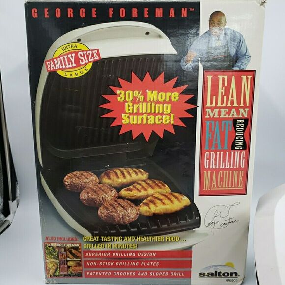 George Foreman Family Size Plus Grill with Cookbook GR26CB EXTRA LARGE XL White - Picture 3 of 16